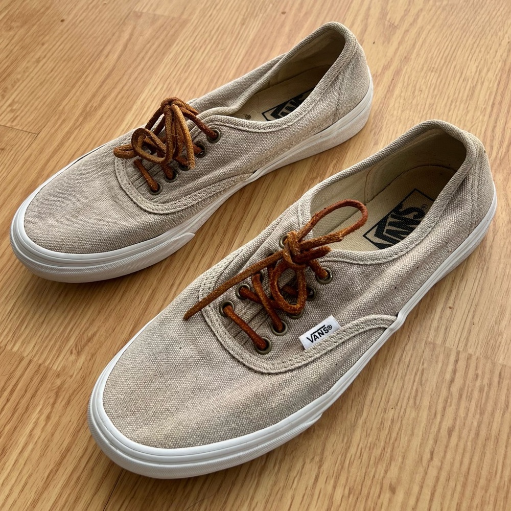 Tan vans with leather laces